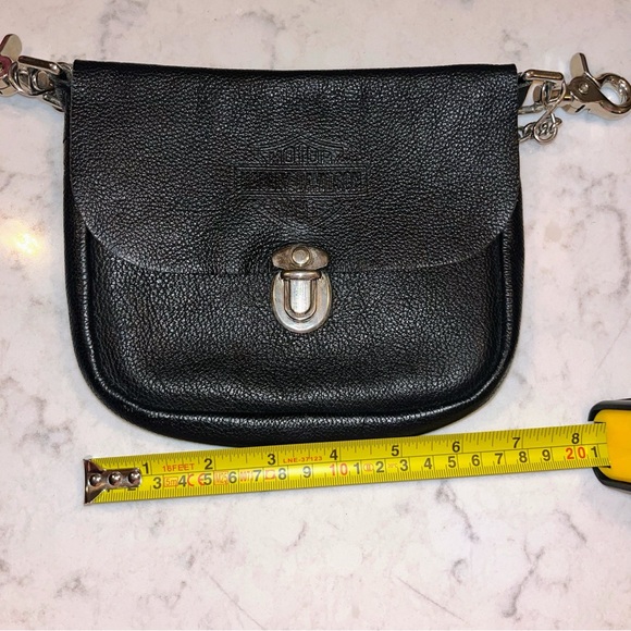 Harley-Davidson Black Leather Satchel with Chain Strap - Picture 9 of 11